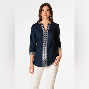 Wayward Fancies eShakti |Embellished Poplin Tunic top | Women’s 2XL